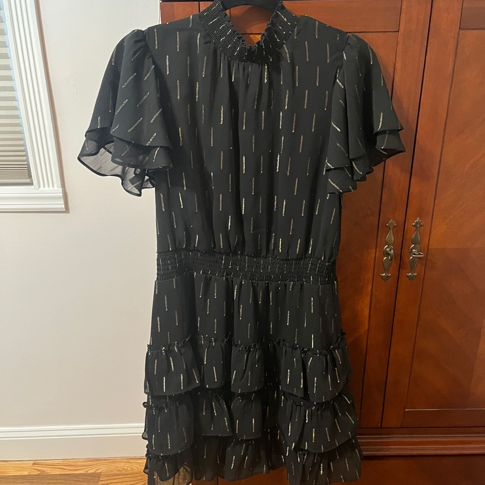 MSK Black Dress with Gold Accents